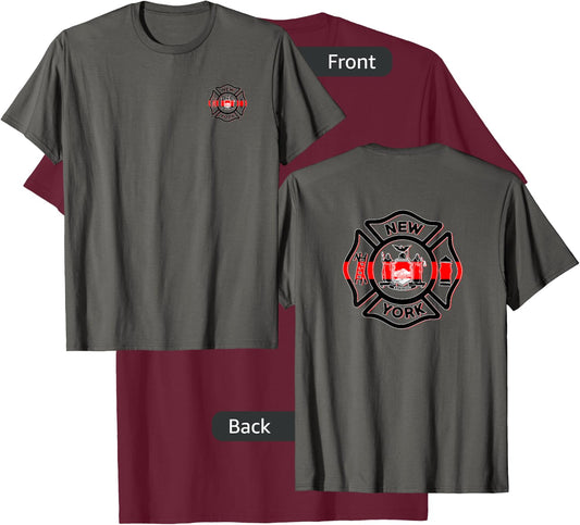 New York Fire Police Department Firefighters Firemen T-Shirt - T-Shirt | Maroon