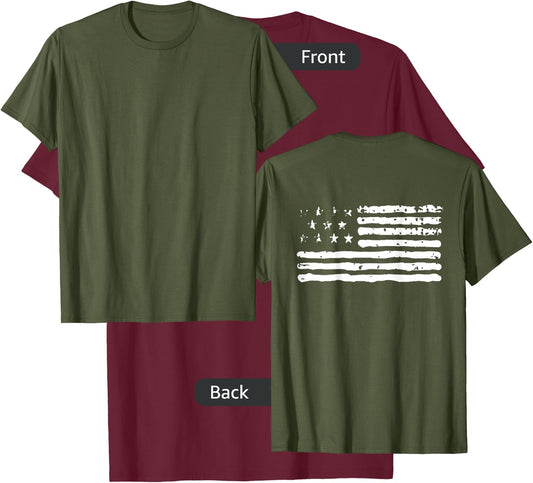 Guns Flag Distressed Veterans Hunters/Back Design T-Shirt - T-Shirt | Maroon