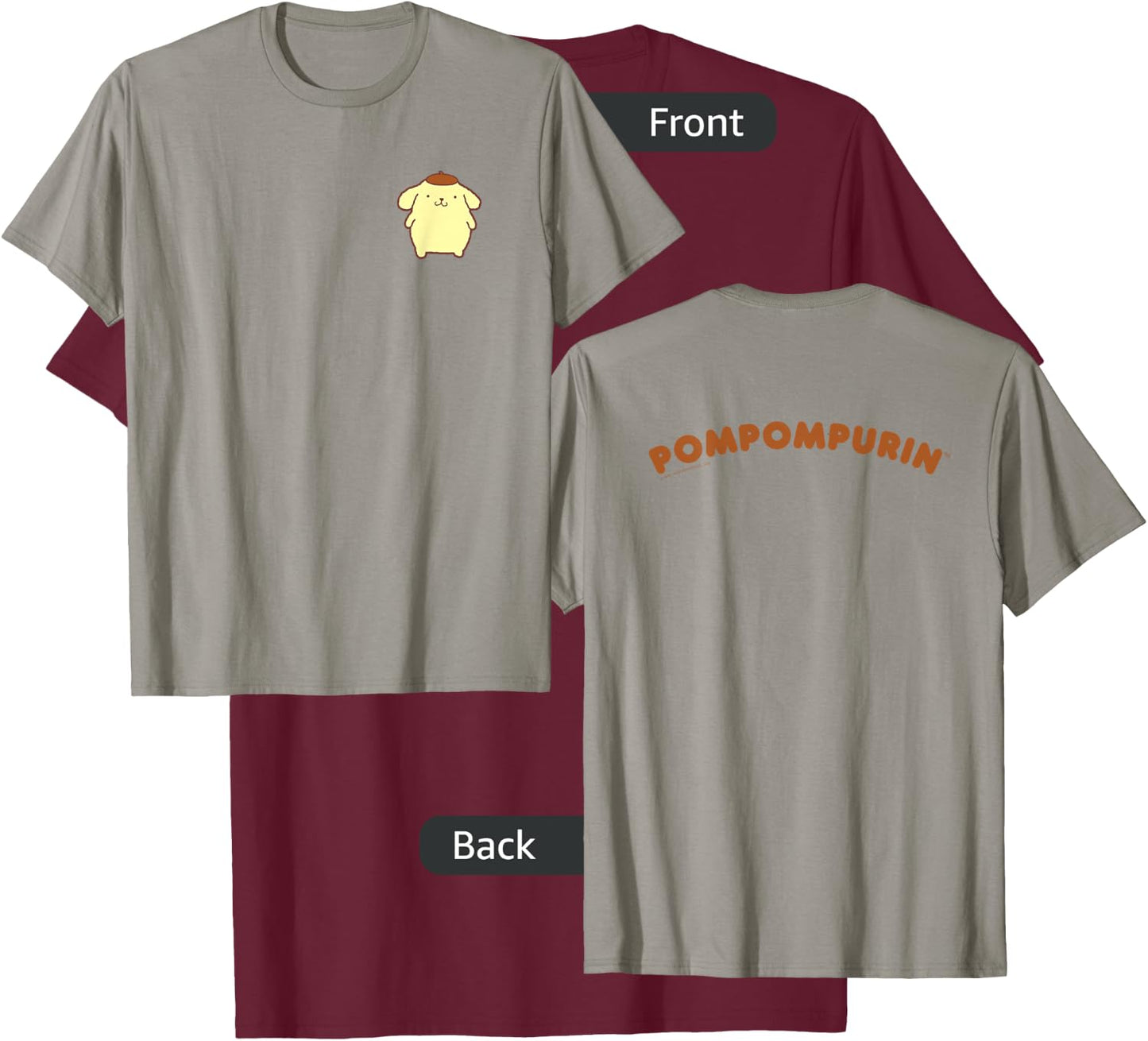 Sanrio Pompompurin Front and Back Logo Shirt T-Shirt - T-Shirt | Maroon