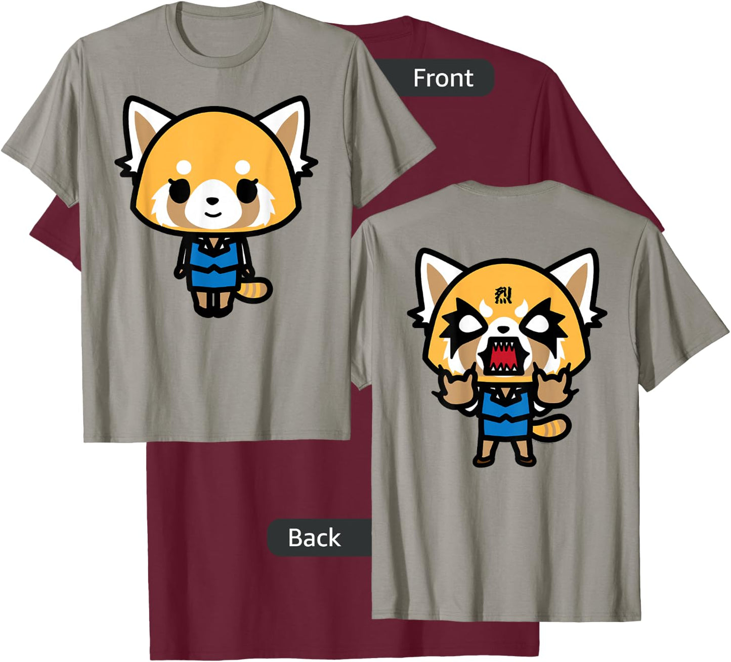 Aggretsuko Sweet Front and Rage Back Shirt T-Shirt - T-Shirt | Maroon