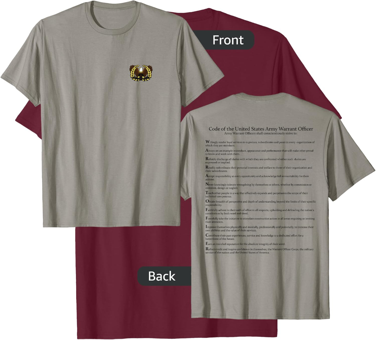 ARMY WARRANT OFFICER CREED with Color Eagle Rising T-Shirt - T-Shirt | Maroon