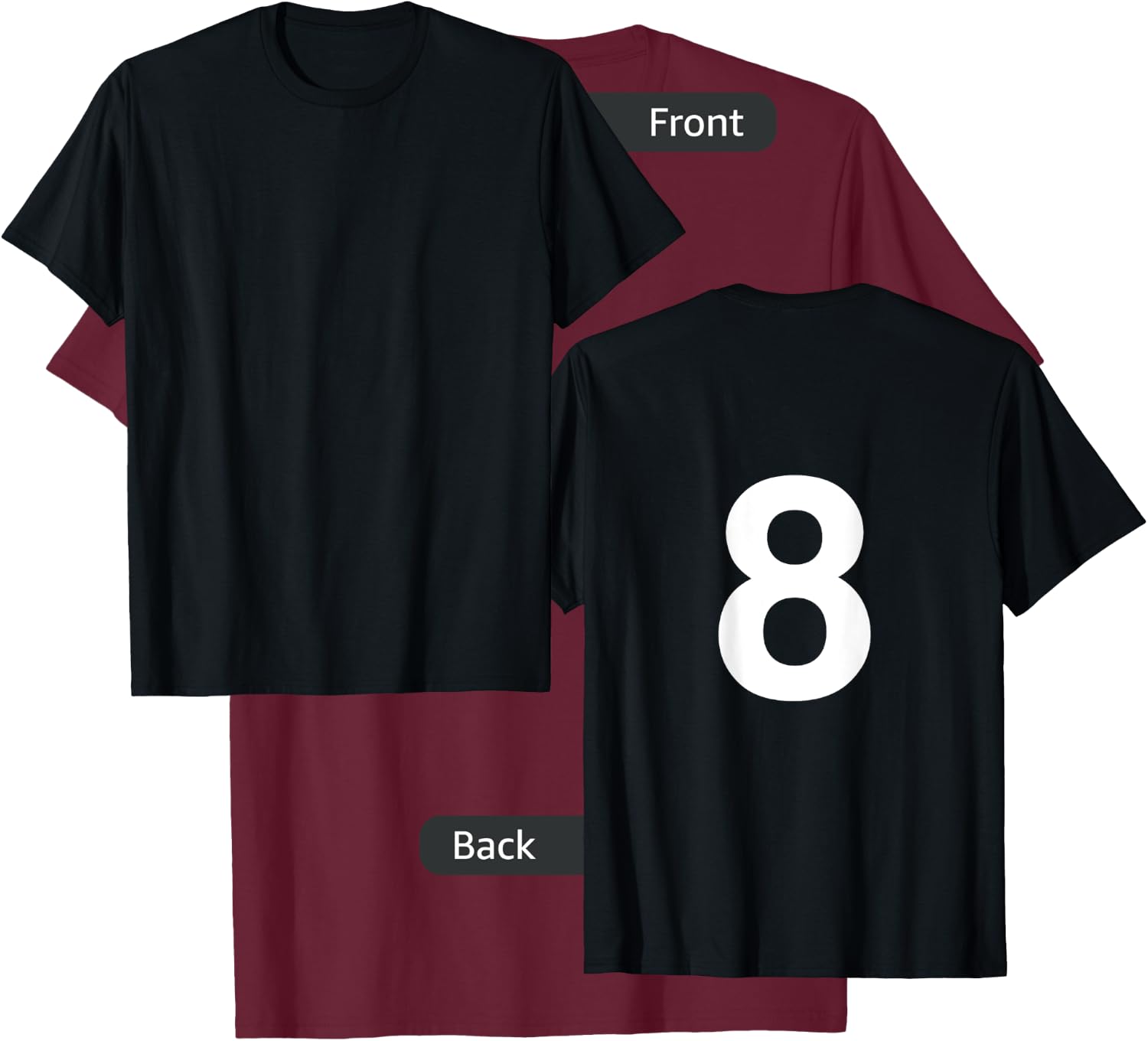 Number 8 Numbered Shirt Number on Back T-Shirt - T-Shirt | Maroon