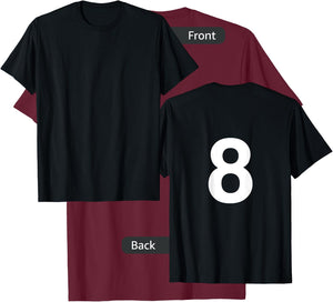 Number 8 Numbered Shirt Number on Back T-Shirt - T-Shirt | Maroon