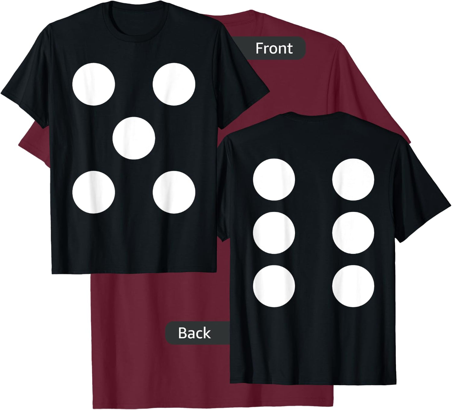 Dice Front 5 Back 6 Yo 11 2-Sided Halloween Costume Shirt T-Shirt - T-Shirt | Maroon