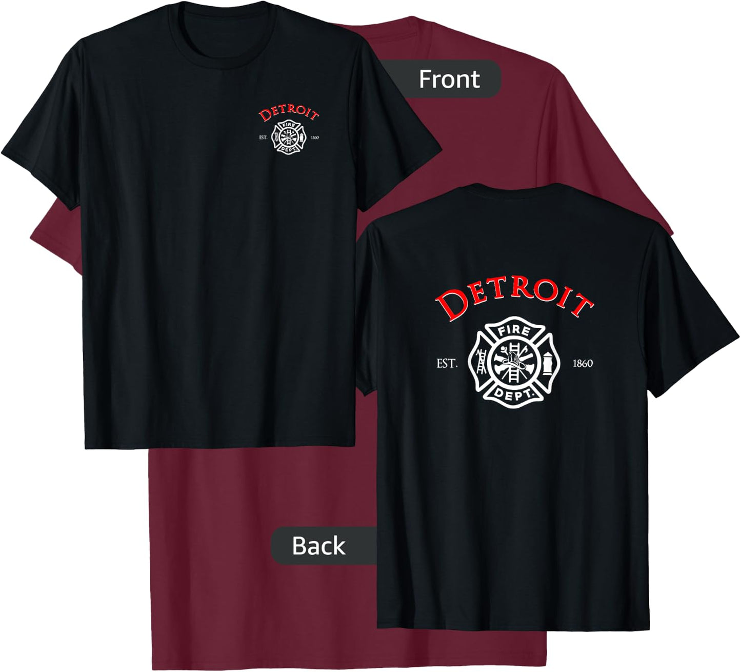 City of Detroit Fire Rescue Michigan Firefighter T-Shirt - T-Shirt | Maroon