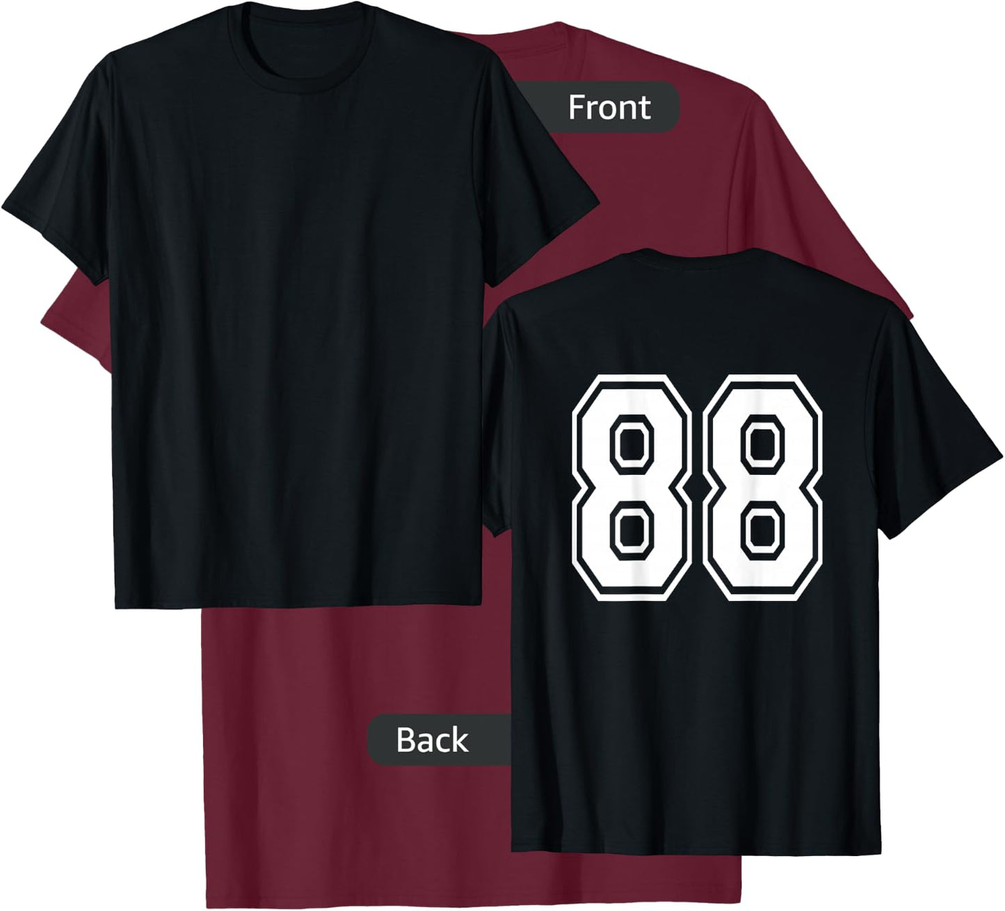 Number 88 Sports Player Number BACK Of Shirt Only T-Shirt - T-Shirt | Maroon