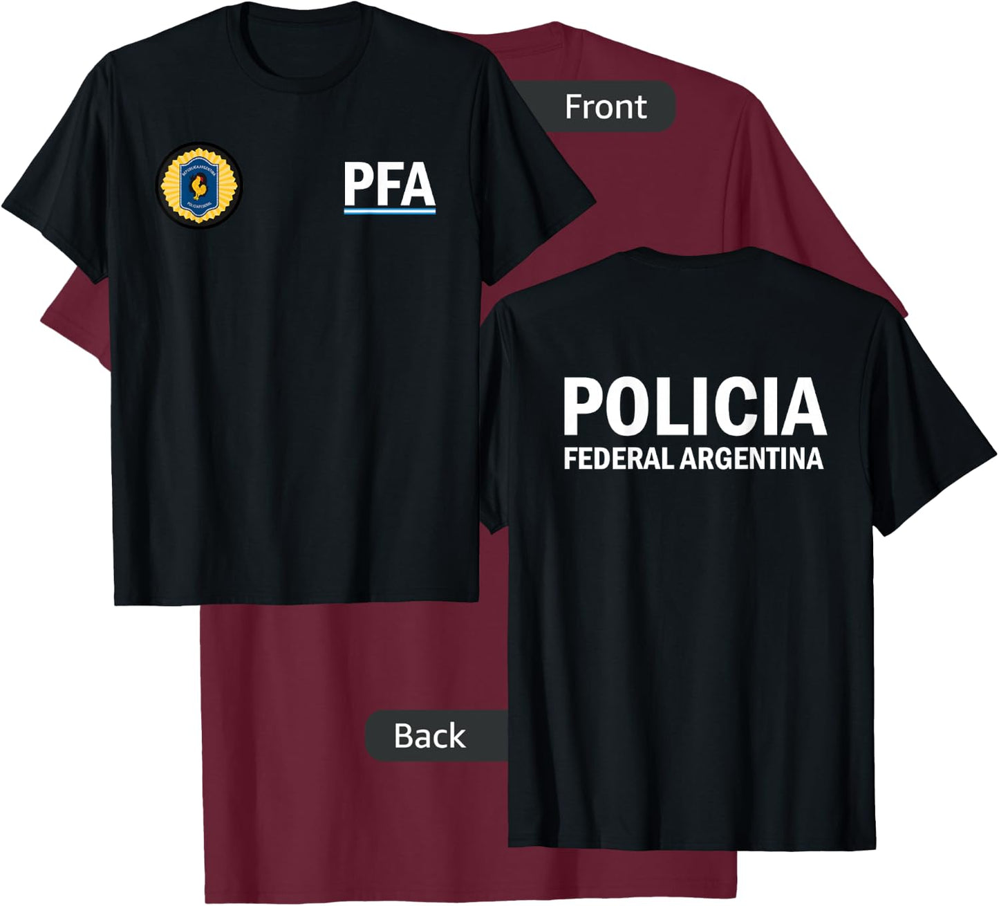 Argentina Police Apparel - Policia Federal Argentina T-Shirt - T-Shirt | Maroon