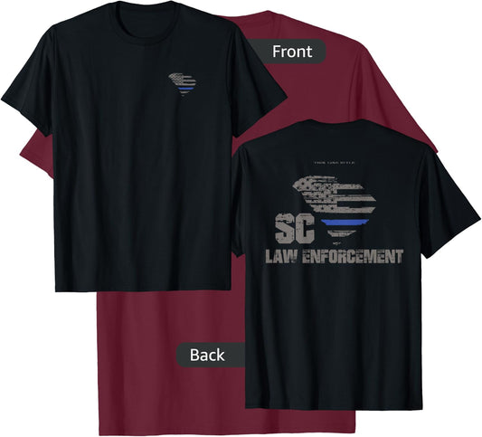 South Carolina Police, Law Enforcement Thin Blue Line Shirt T-Shirt - T-Shirt | Maroon
