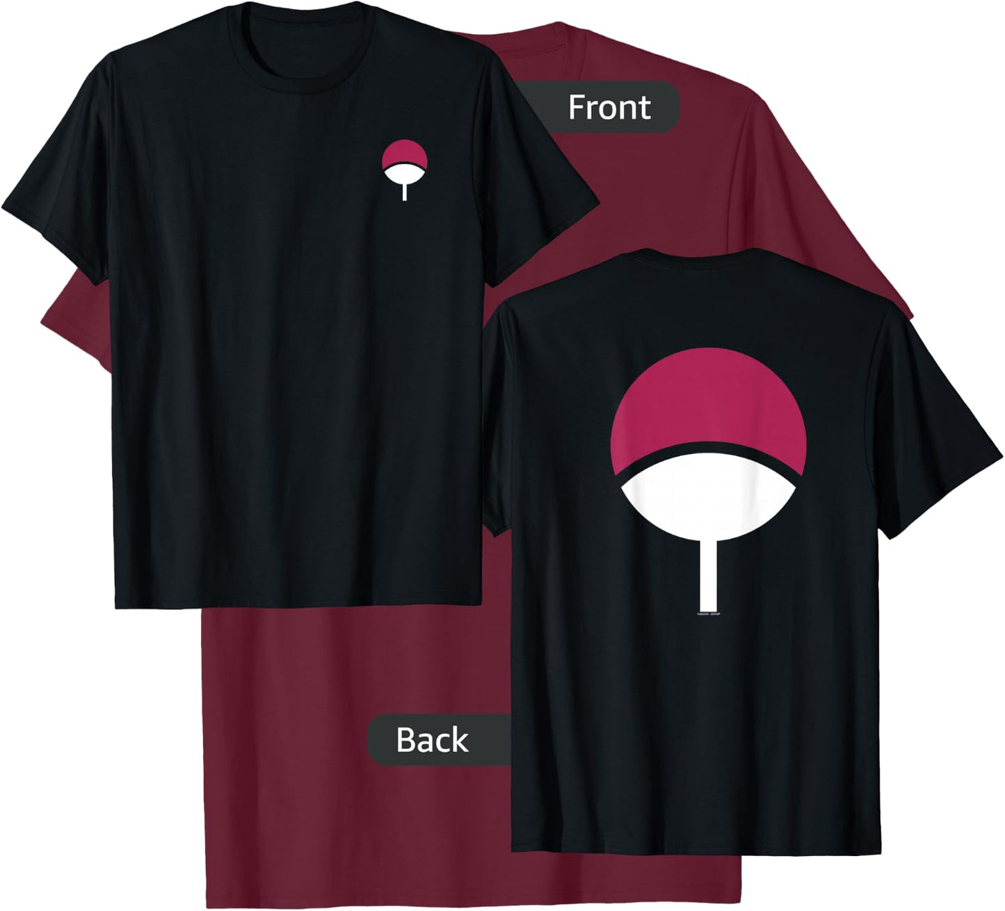 Naruto Shippuden Sasuke Uchiha Icon Front and Back Anime T-Shirt - T-Shirt | Maroon