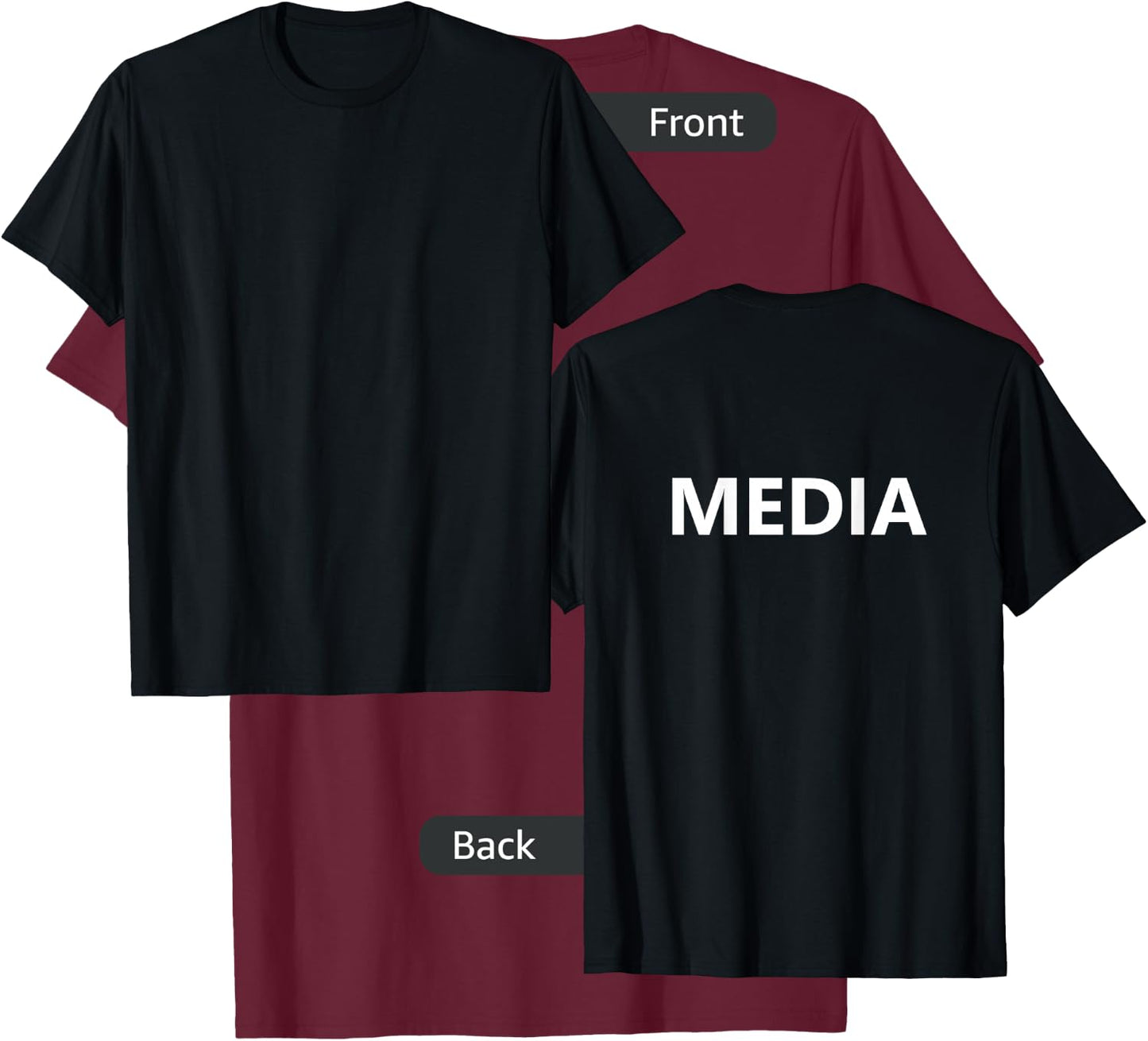 Media Staff Job Camera Guy Reporter Journalist (Back Print) T-Shirt - T-Shirt | Maroon