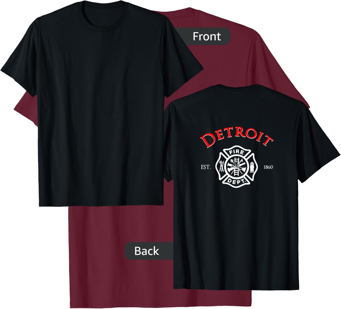 City of Detroit Fire Rescue Michigan Firefighter T-Shirt - T-Shirt | Maroon