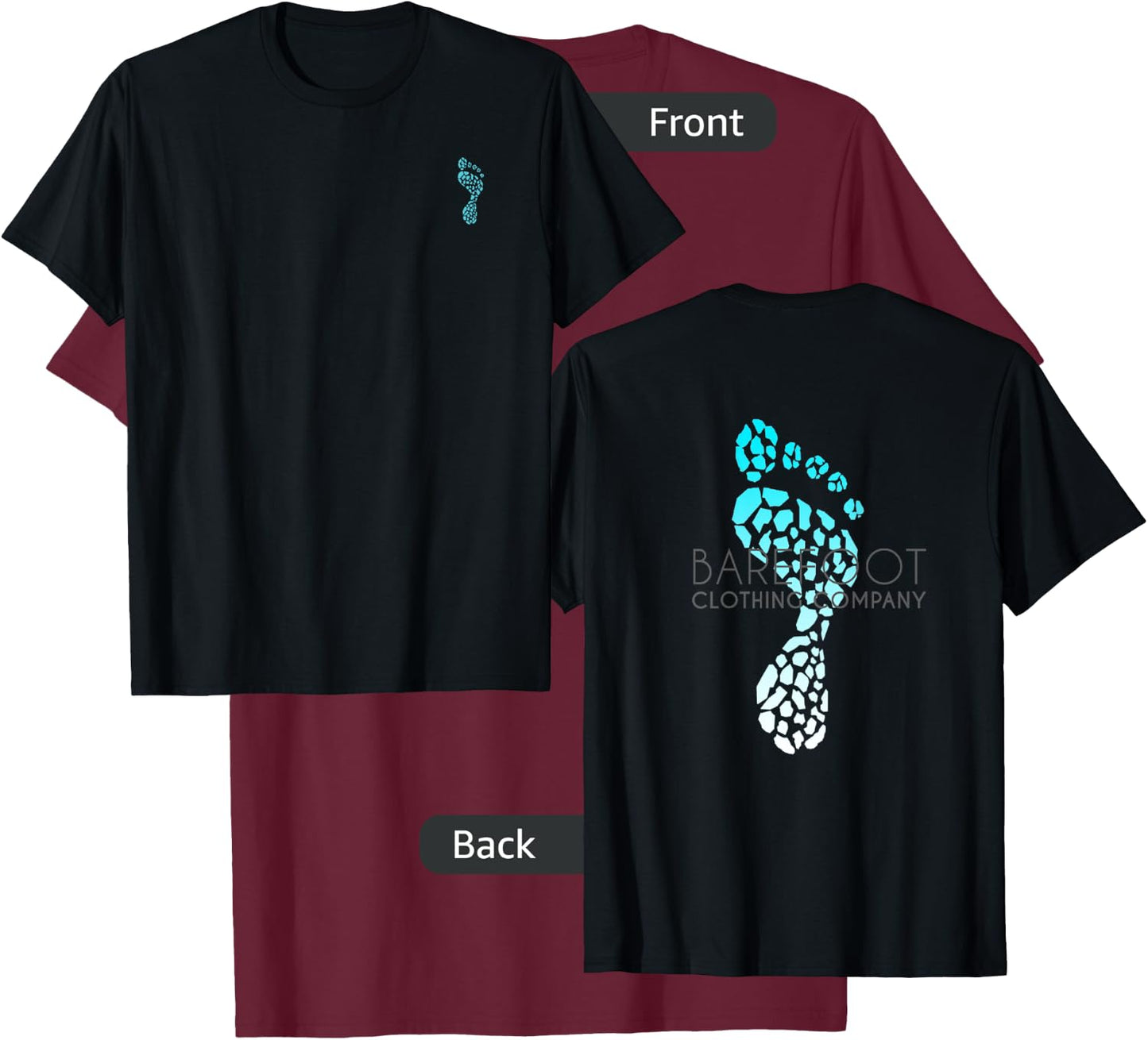 Barefoot Clothing Company: logo on back T-Shirt - T-Shirt | Maroon