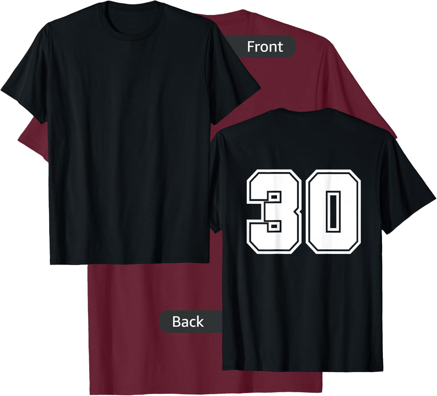 Number 30 No. Thirty #30 Sports Jerseys Player T-Shirt - T-Shirt | Maroon