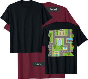 Back scratching Shirt with Road Map Cars T-Shirt - T-Shirt | Maroon
