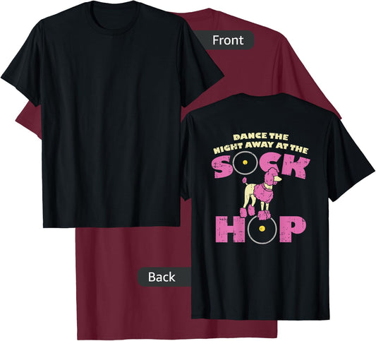 Sock Hop Party Attire 50s Pink Poodle T-Shirt - T-Shirt | Maroon