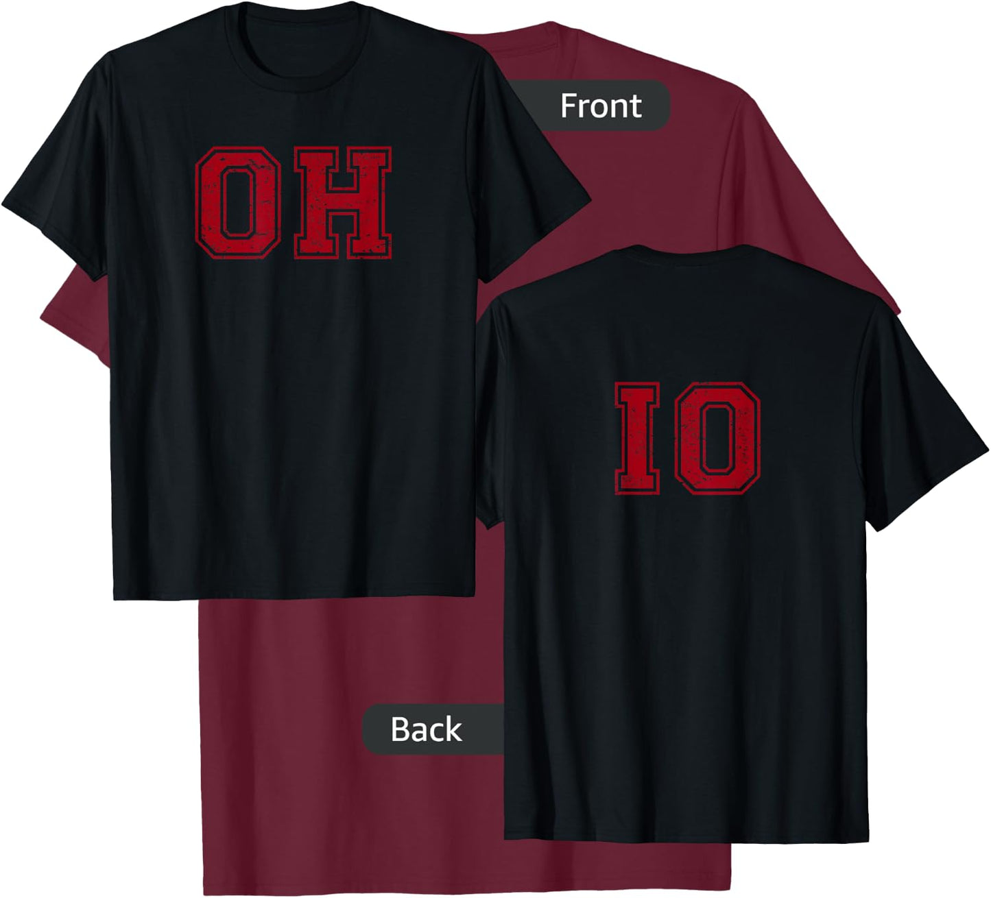 Vintage OH IO Double-sided T-Shirt - T-Shirt | Maroon