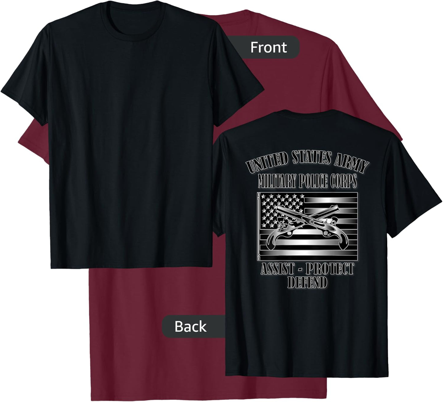 U.S. Army Military Police Corps (Back Design) T-Shirt - T-Shirt | Maroon