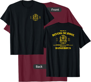Funny Diver - Old No.12 Diving School (Front/Back) T-Shirt - T-Shirt | Maroon