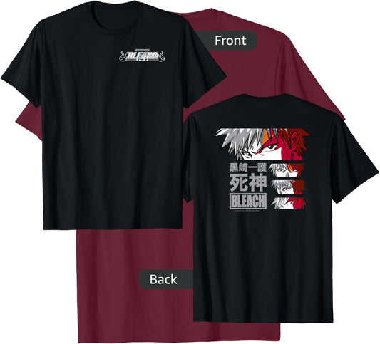 Bleach Ichigo Eyes with Kanji Front and Back Anime T-Shirt - T-Shirt | Maroon