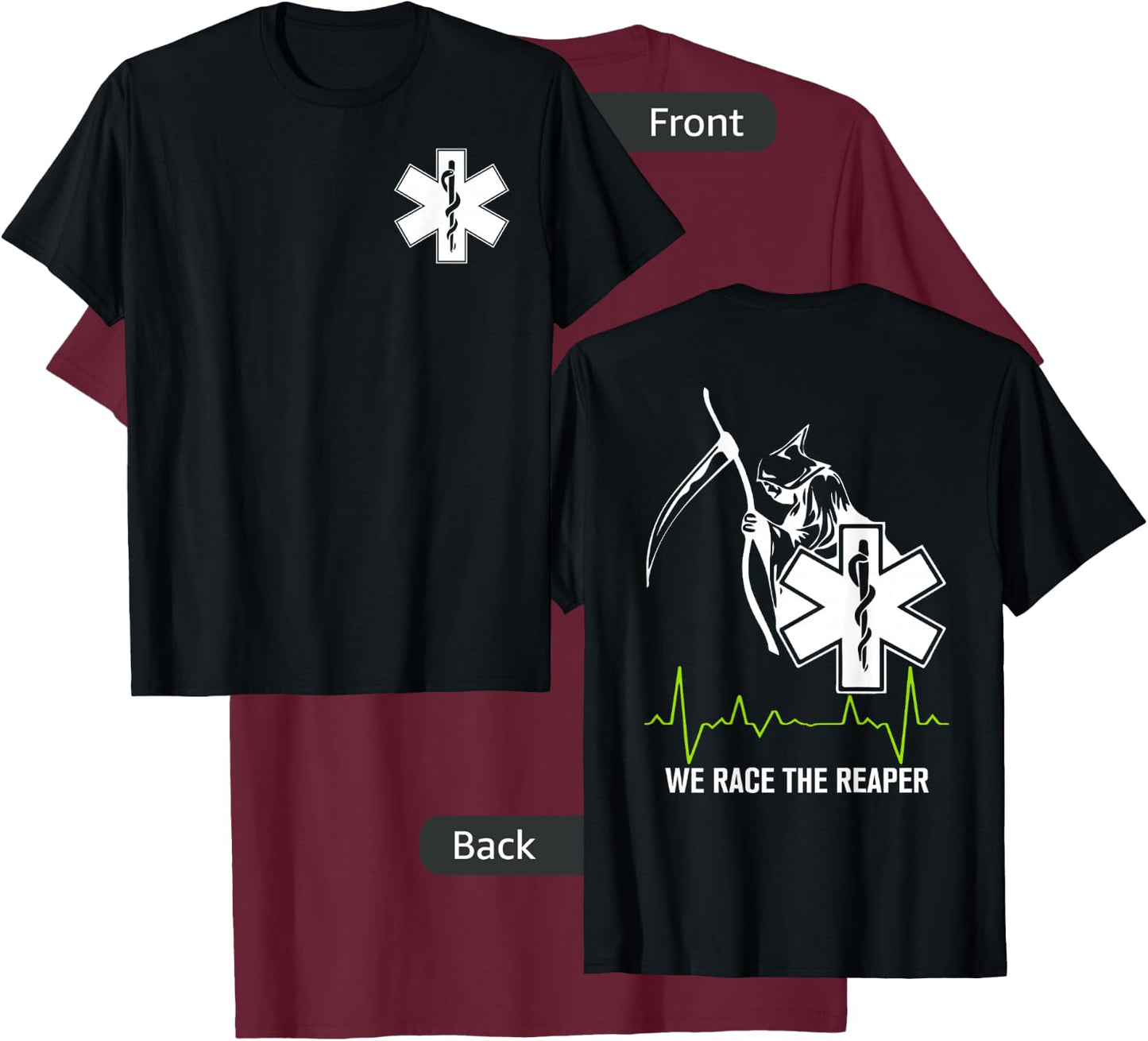 EMS - We Race The Reaper T-Shirt - T-Shirt | Maroon