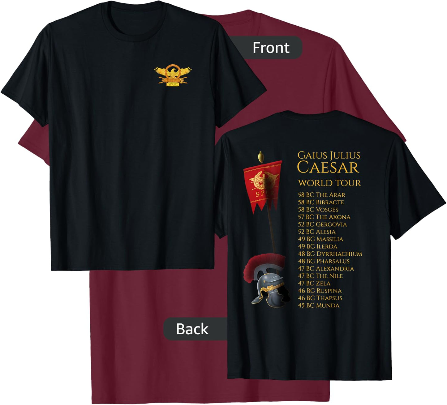 Ancient Rome - Julius Caesar World Tour - Roman Eagle SPQR T-Shirt - T-Shirt | Maroon
