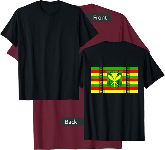 Tribal Kanaka Maoli Hawaiian Flag T-Shirt - T-Shirt | Maroon