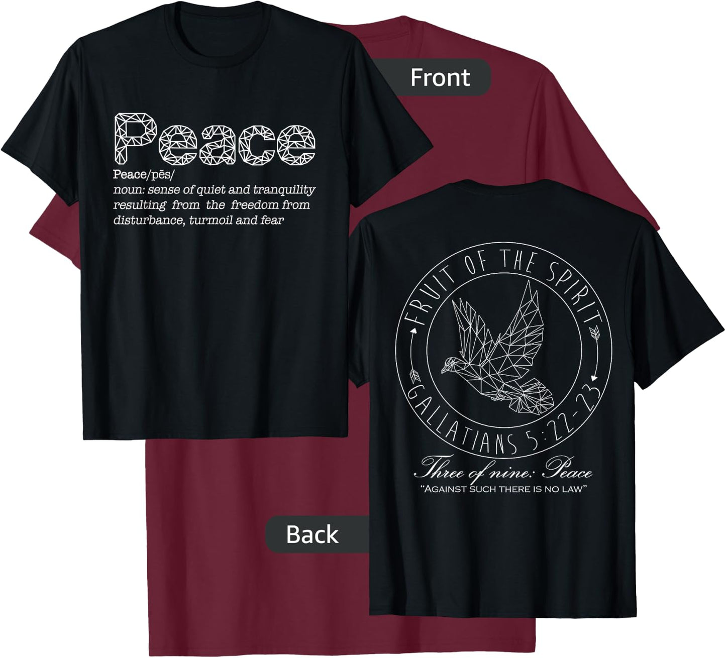 Christian Graphic Peace T-Shirt - T-Shirt | Maroon