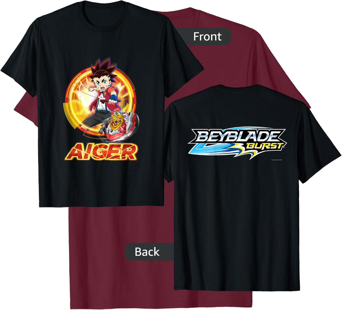 Beyblade Burst Turbo Aiger T-Shirt - T-Shirt | Maroon