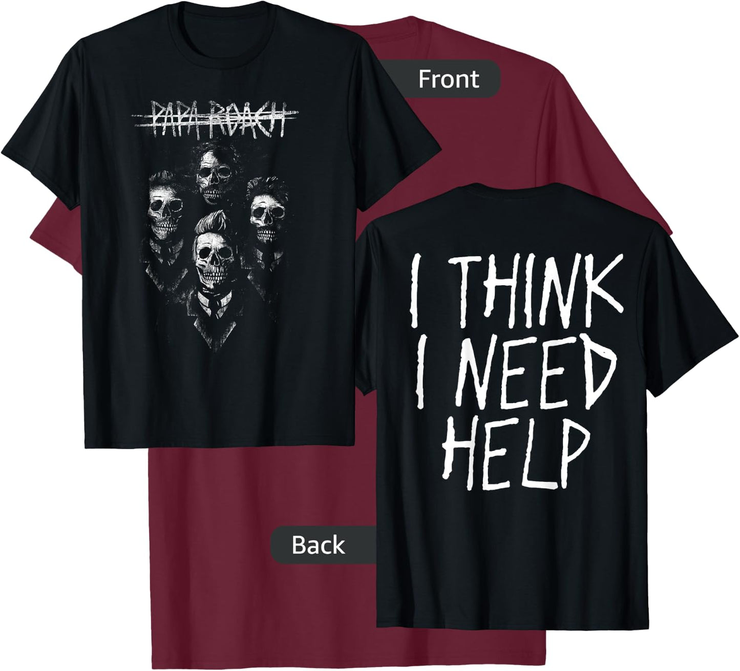 Papa Roach - Official Merchandise - I Need Help Portrait T-Shirt - T-Shirt | Maroon