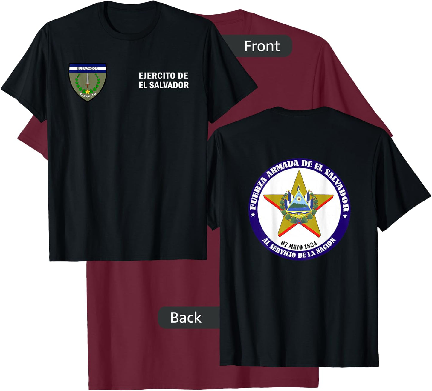 Fuerza Armada El Salvador Army - Ejercito de El Salvador T-Shirt - T-Shirt | Maroon