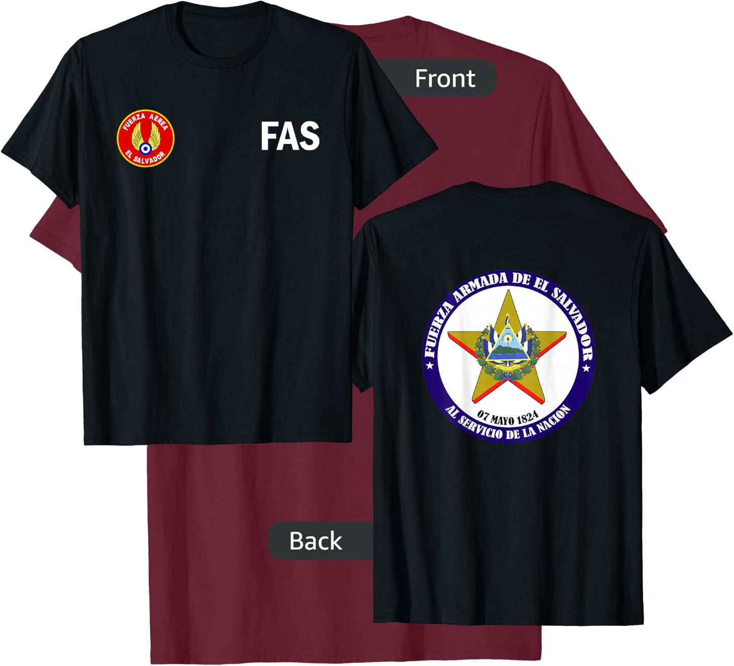 Fuerza Armada El Salvador Army - Fuerza Aerea de El Salvador T-Shirt - T-Shirt | Maroon