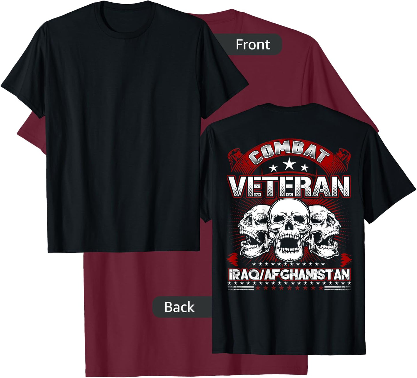 Combat Veteran Iraq Shirt T-Shirt - T-Shirt | Maroon