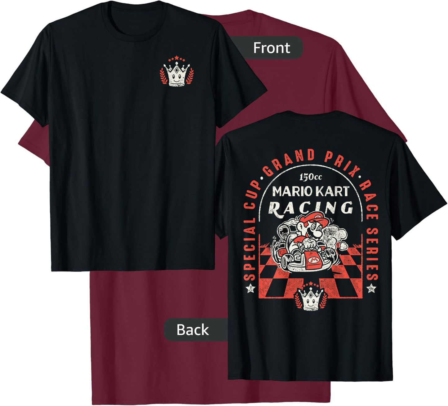 Mario Kart Victory Crown Front 150cc Racing Graphic T-Shirt - T-Shirt | Maroon