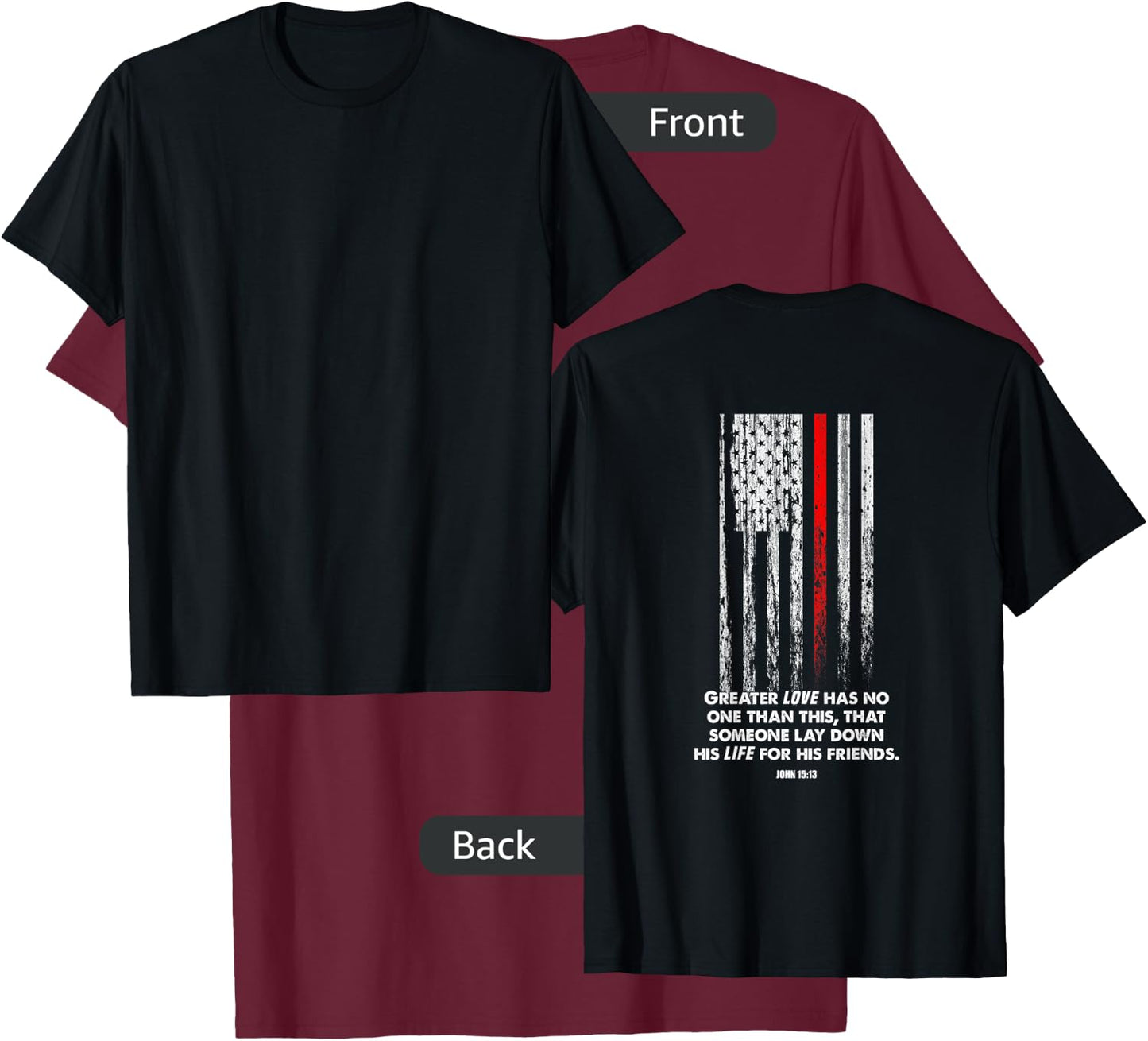 Thin Red Line Firefighter Bible Verse Christian T-Shirt - T-Shirt | Maroon