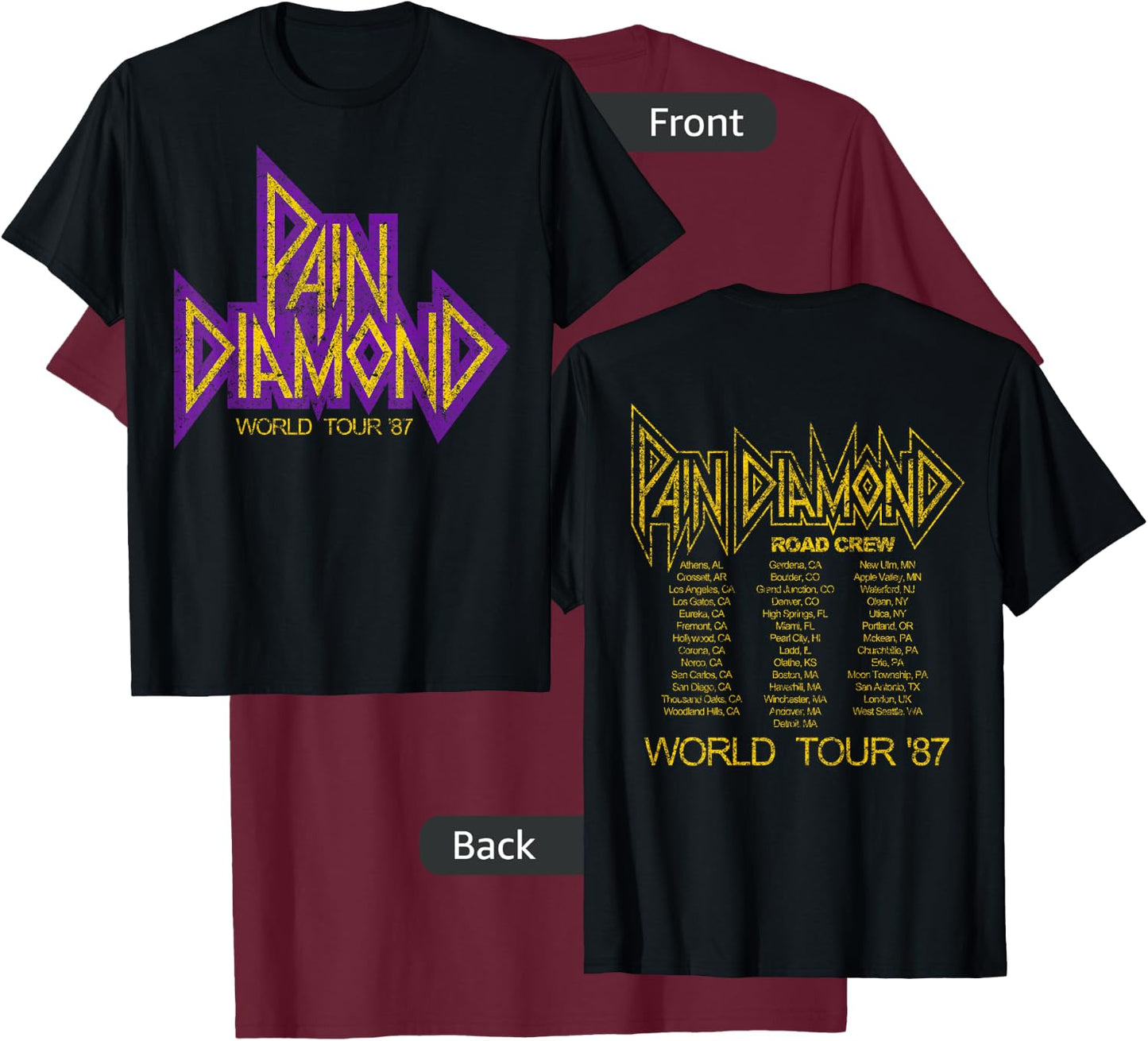Pain Diamond World Tour '87 T-Shirt - T-Shirt | Maroon