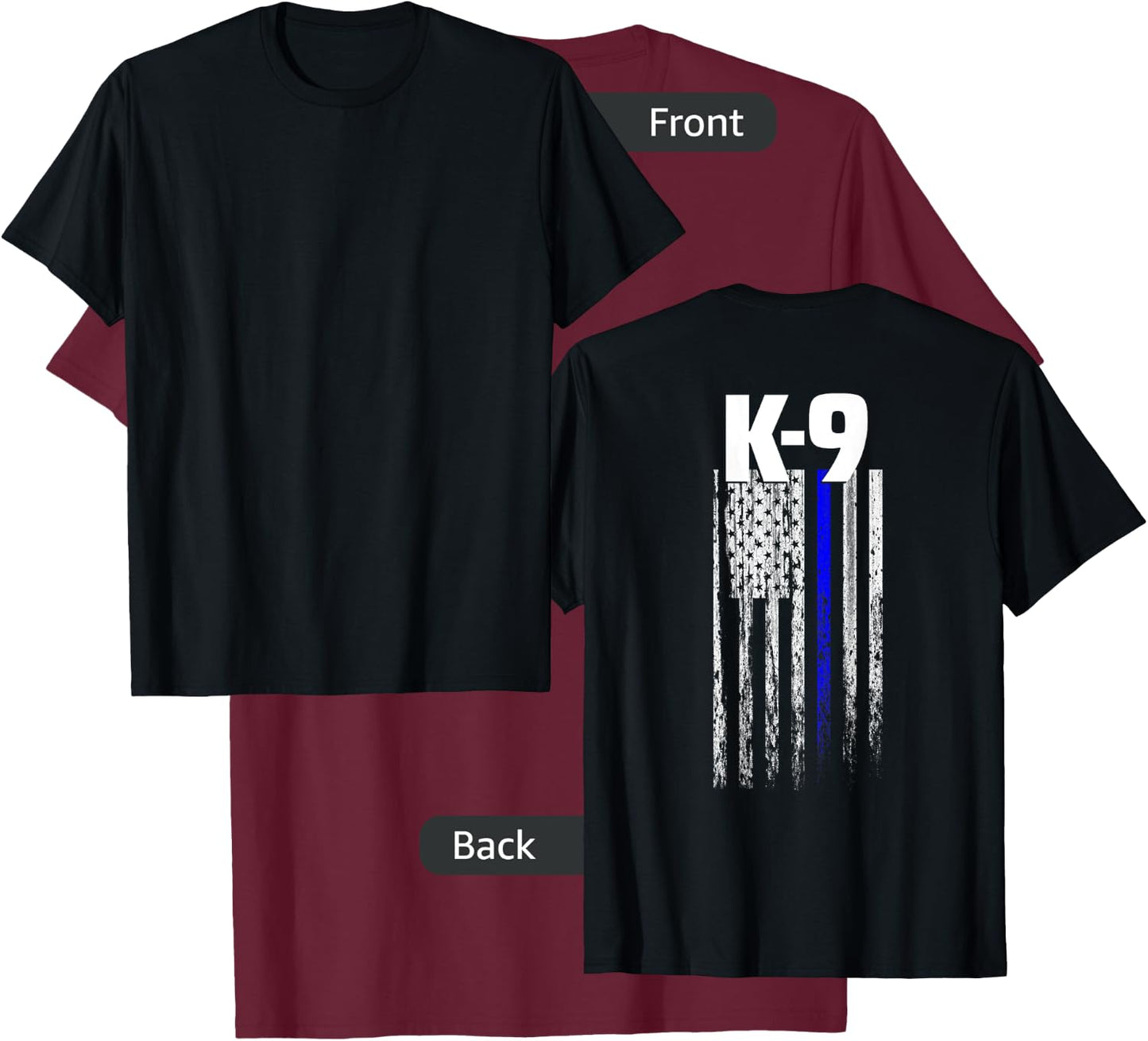 K-9 Police Officer USA Flag LEO Cops Law Enforcement T-Shirt - T-Shirt | Maroon