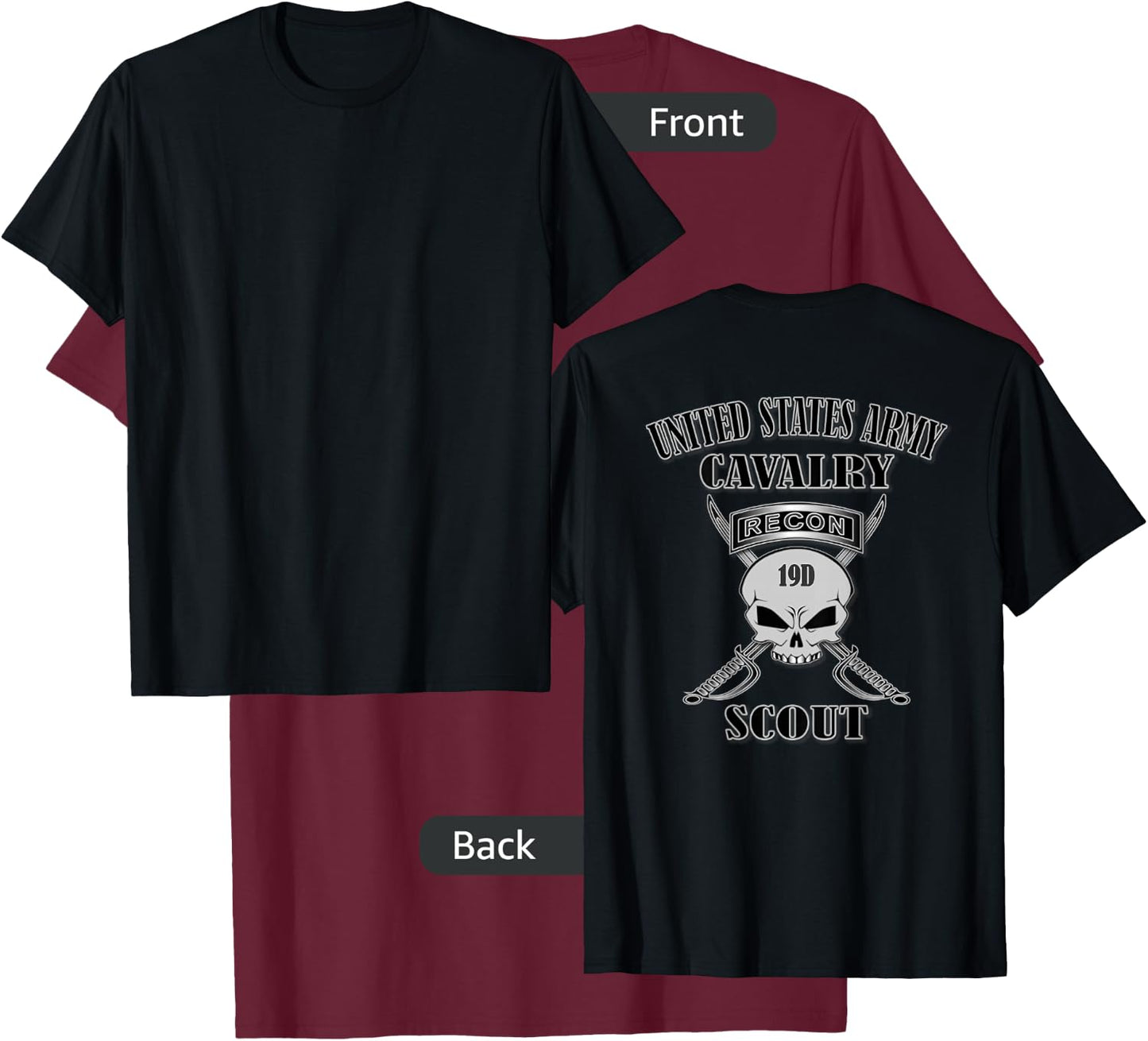 U.S. Army Cavalry Scout (Back Design) T-Shirt - T-Shirt | Maroon