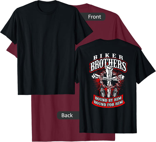Biker Brothers Christian Cross Jesus Motorcycle Shirt T-Shirt - T-Shirt | Maroon