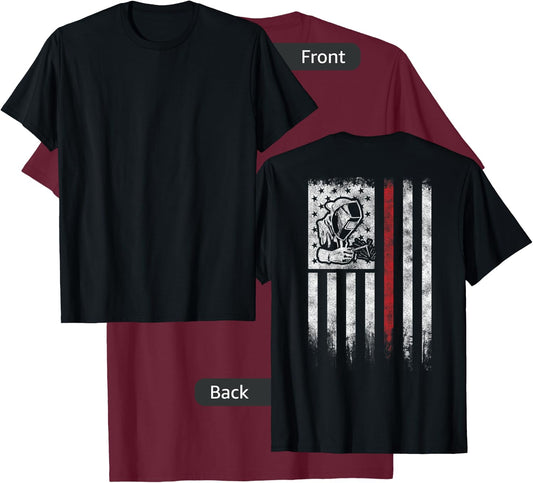 Welder Vintage USA American Flag Patriotic Welding T-Shirt - T-Shirt | Maroon
