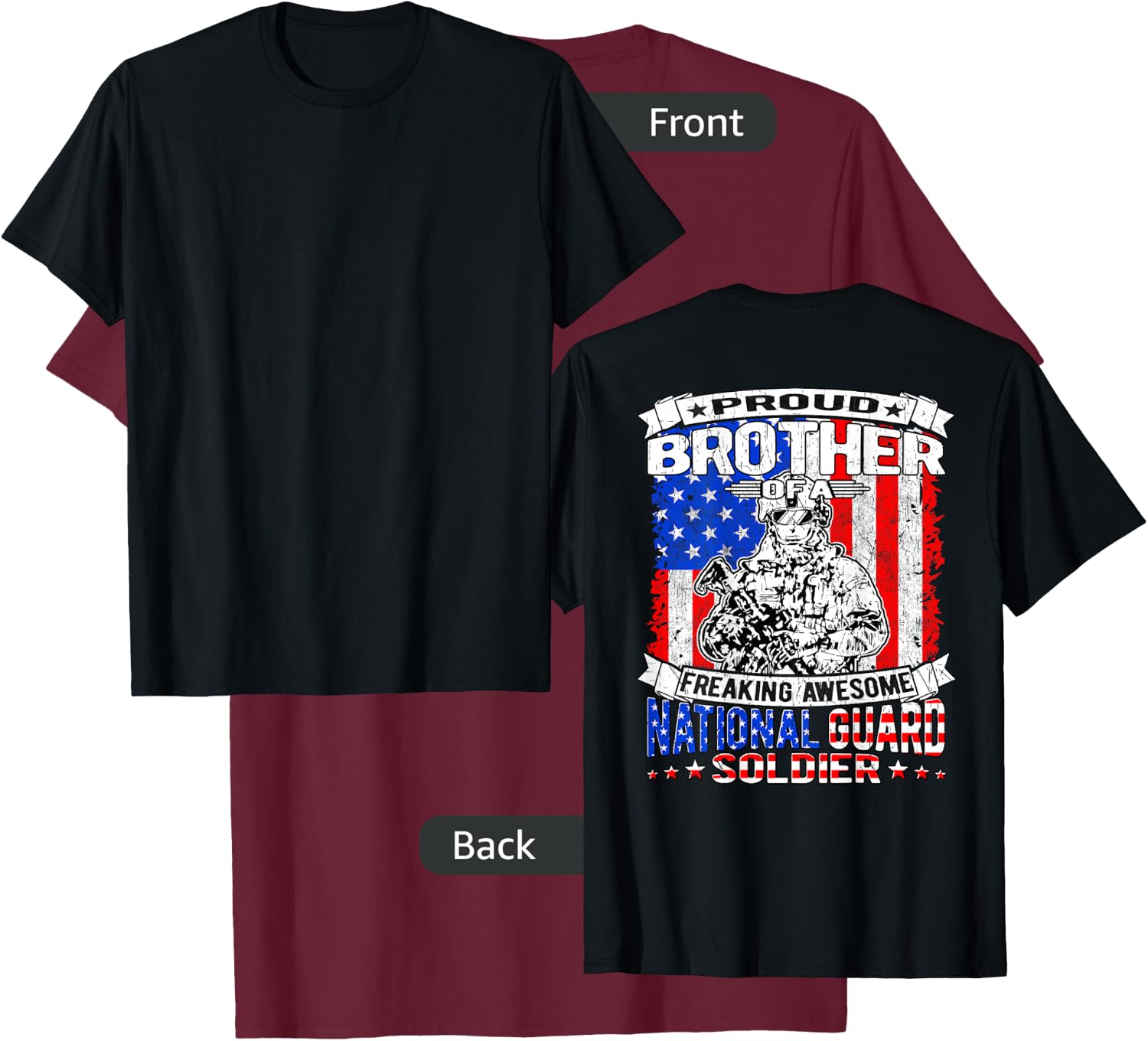 Proud Brother of A National Guard Soldier Army Sibling Gift T-Shirt - T-Shirt | Maroon