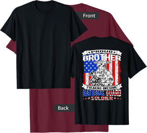 Proud Brother of A National Guard Soldier Army Sibling Gift T-Shirt - T-Shirt | Maroon
