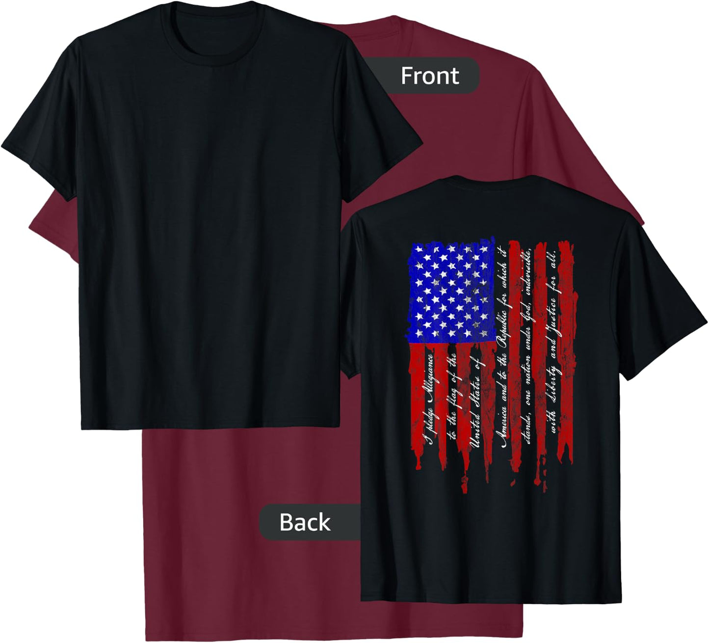 Pledge of Allegiance Patriotic American Flag T Shirt T-Shirt - T-Shirt | Maroon