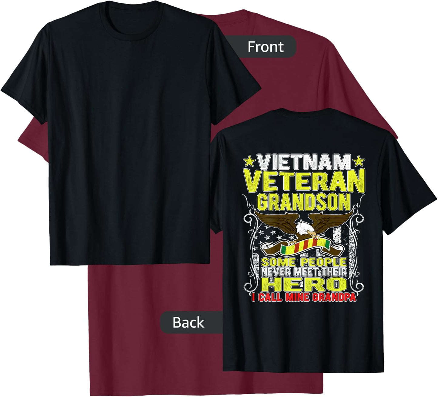 Proud Vietnam Veteran Grandson - Military Veterans Day Gift T-Shirt - T-Shirt | Maroon