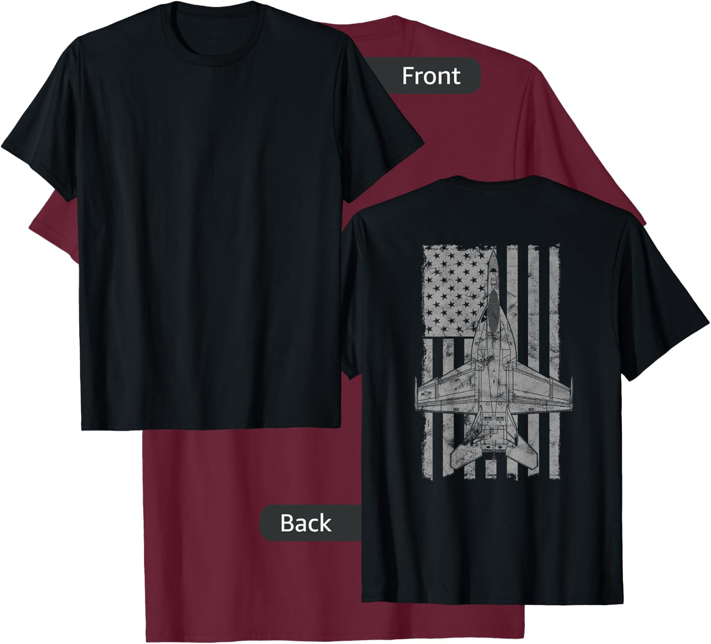 F/A-18E Super Hornet Airplane Vintage Flag | BACK PRINTED T-Shirt - T-Shirt | Maroon