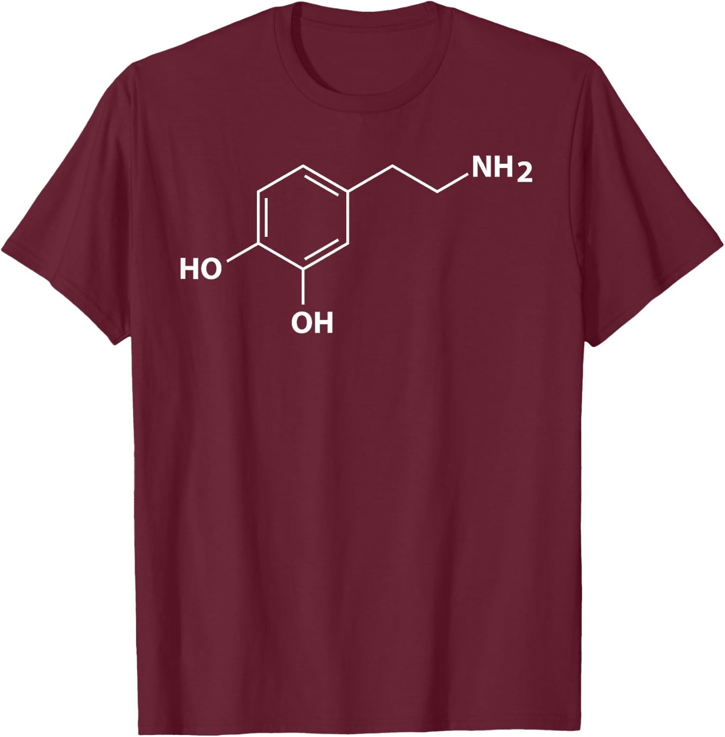 Dopamine Neurotransmitter Molecule T-Shirt - T-Shirt | Maroon