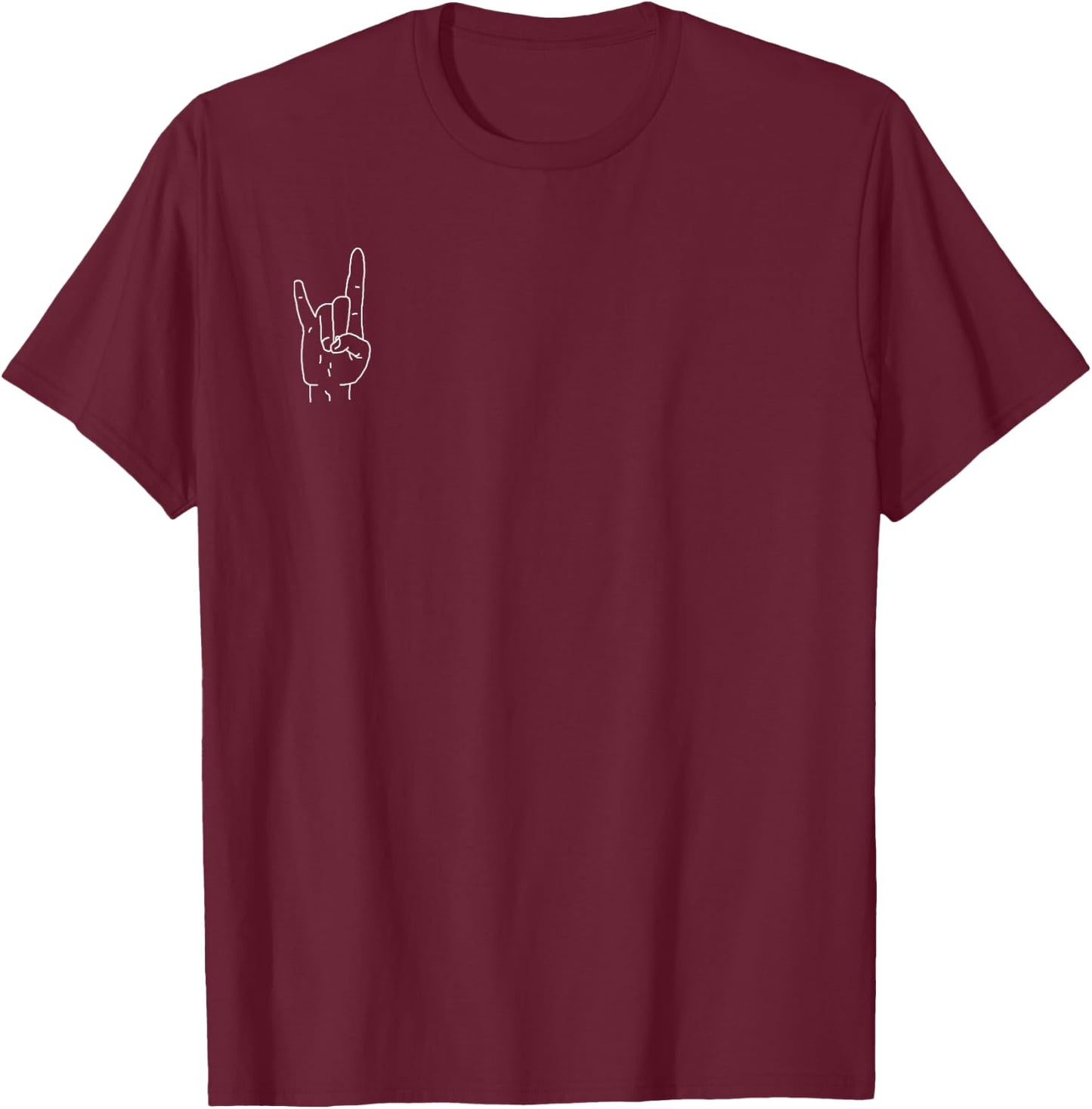 Rock On Hand Symbol T-Shirt - T-Shirt | Maroon