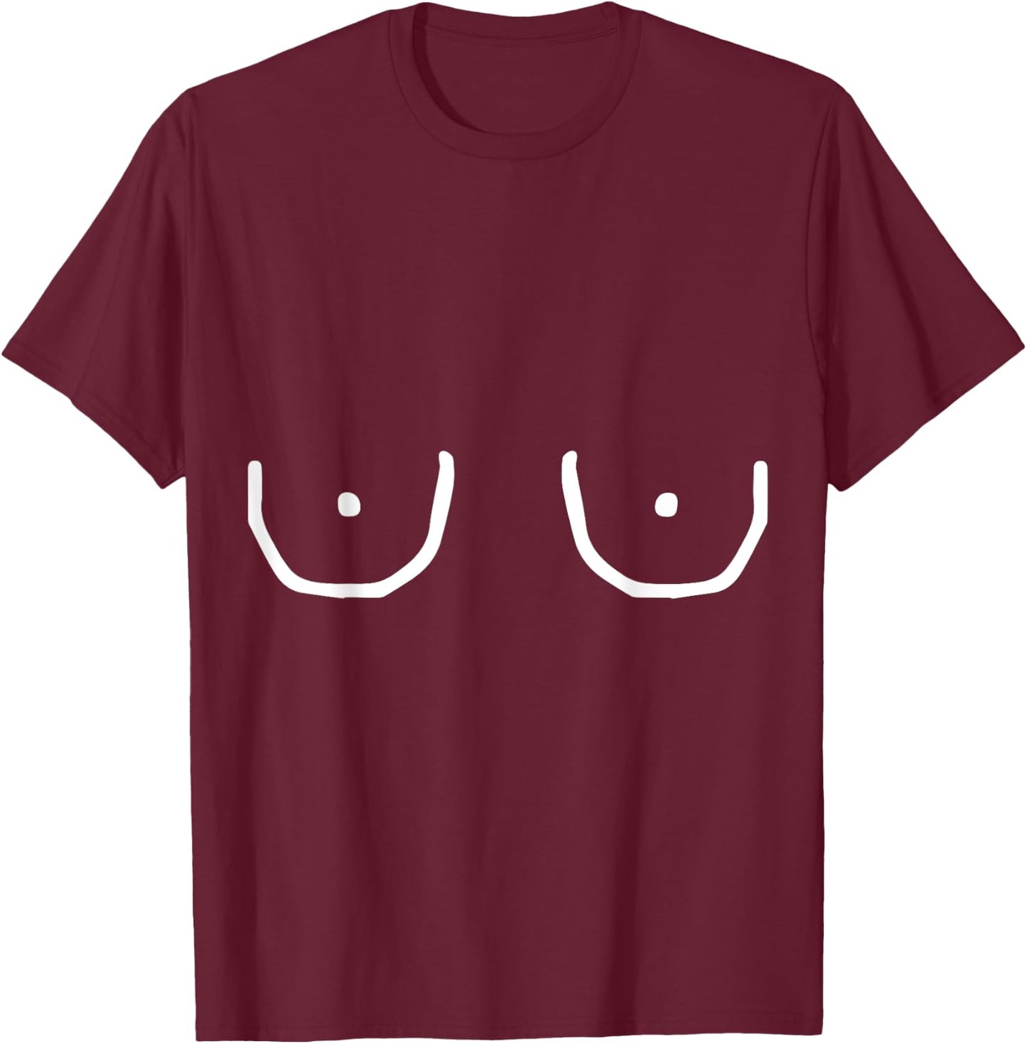 Boobies Drawn on Shirt - (Funny ) T-Shirt - T-Shirt | Maroon