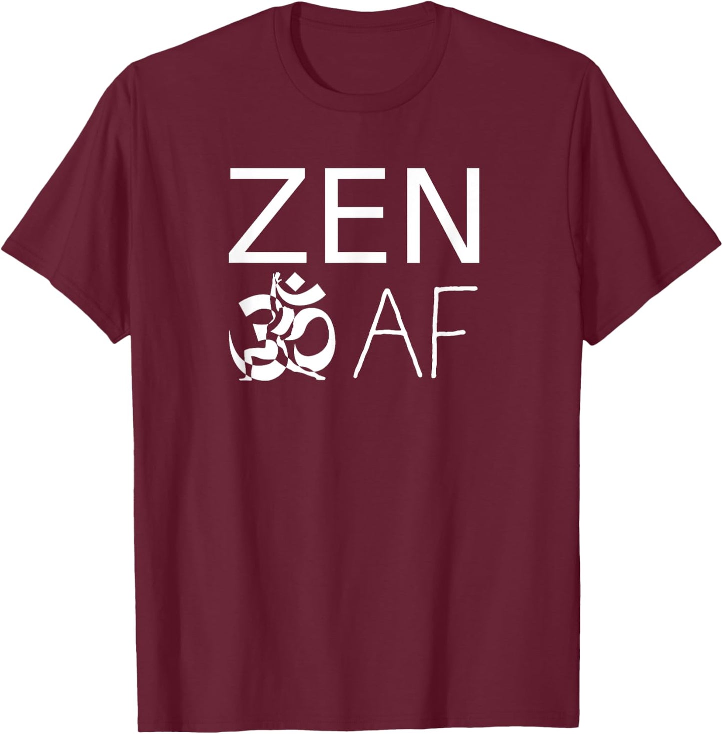 ZEN AF Ohm Sign Yoga Warrior T-Shirt - T-Shirt | Maroon