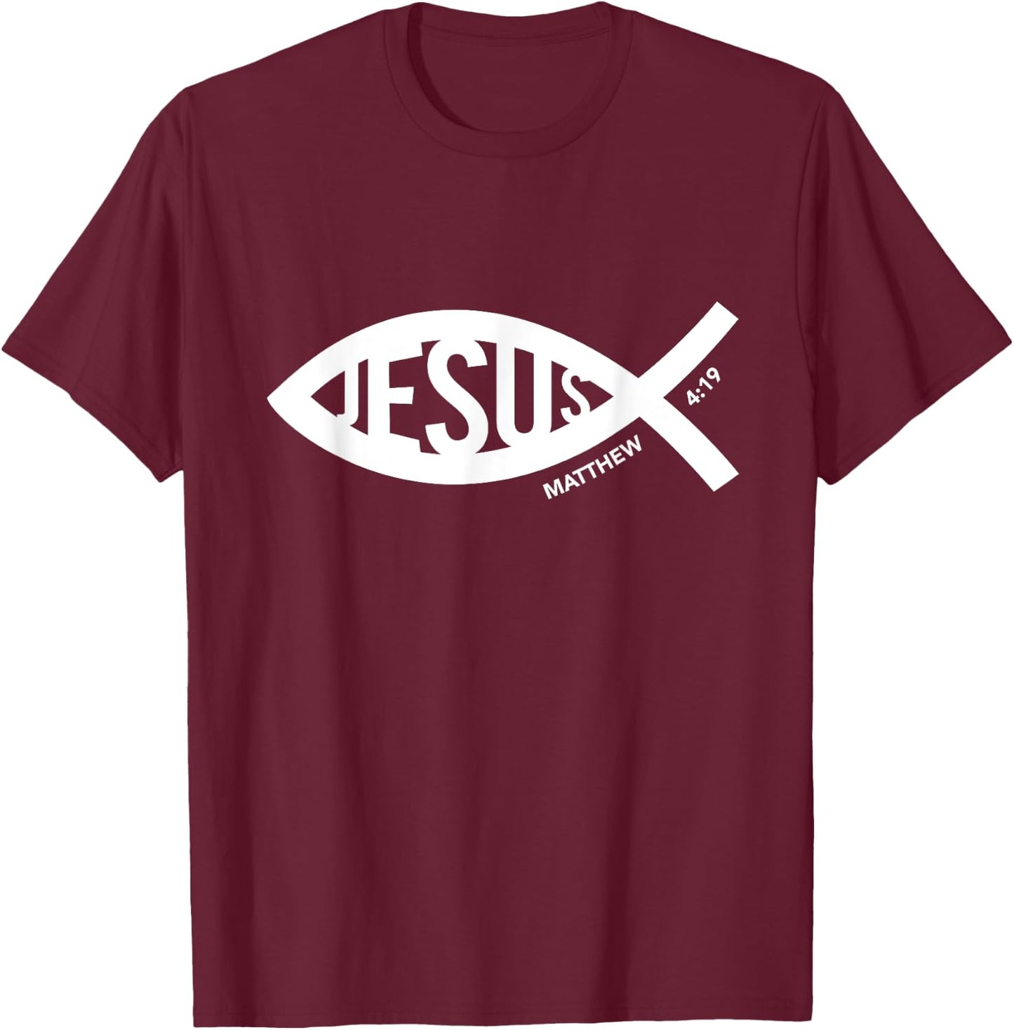 Jesus Fish Symbol Christian T-Shirt - T-Shirt | Maroon