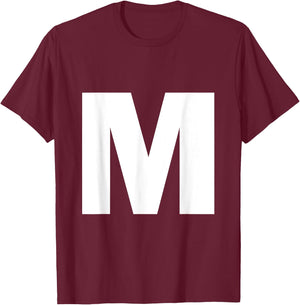 Letter M Capital Alphabet Monogram Initial T-Shirt - T-Shirt | Maroon